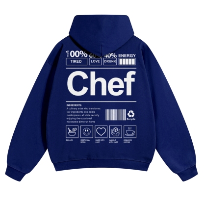 Chef Are 100%Tired 60%Love 40%Drunk Solid Color Hoodie