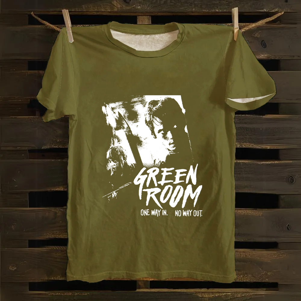 Unisex Vintage Green room horror movie 2015 Cotton T-Shirt
