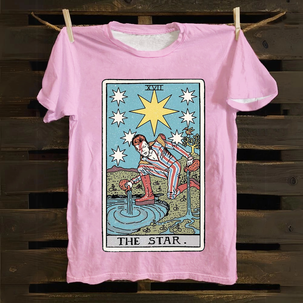 Unisex Vintage The Star David Bowie Tarot Card Cotton T-Shirt