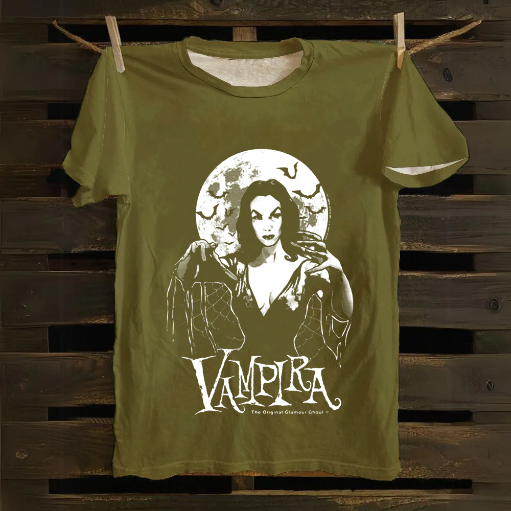 Unisex Vintage Vampira Singer  Cotton T-Shirt