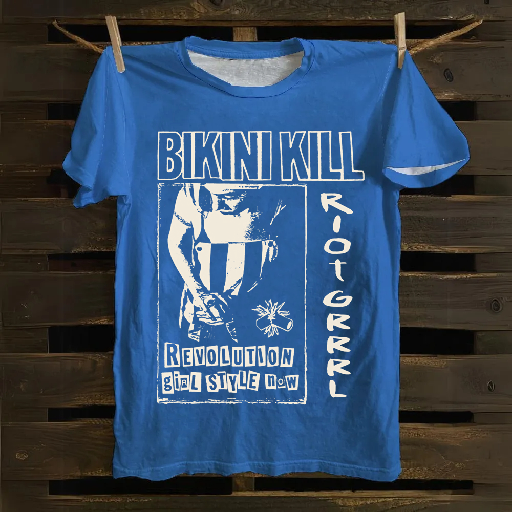 Unisex Vintage Bikini Kill Rock Band  Cotton T-Shirt