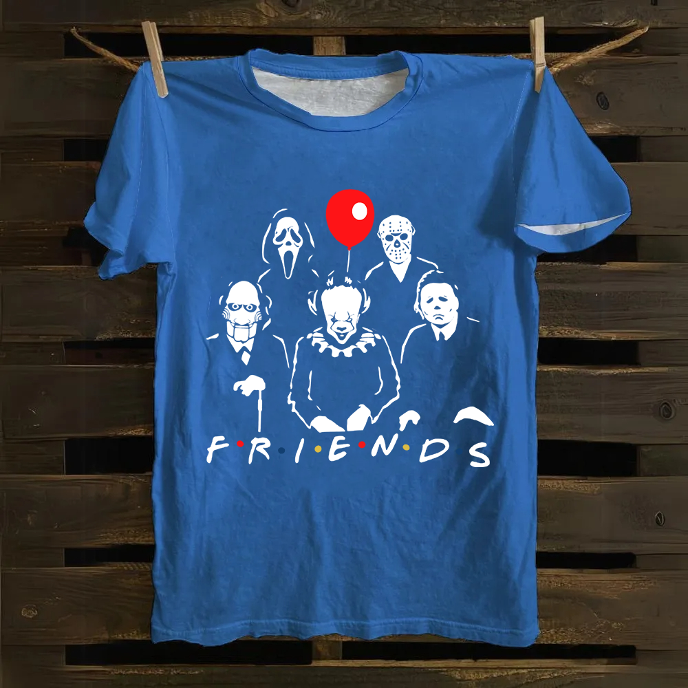 Unisex Vintage Friends Halloween SVG Horror Movie Cotton T-Shirt