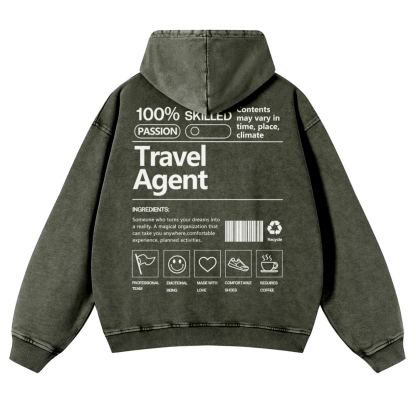 Travel Agent Casual Washed Hoodie