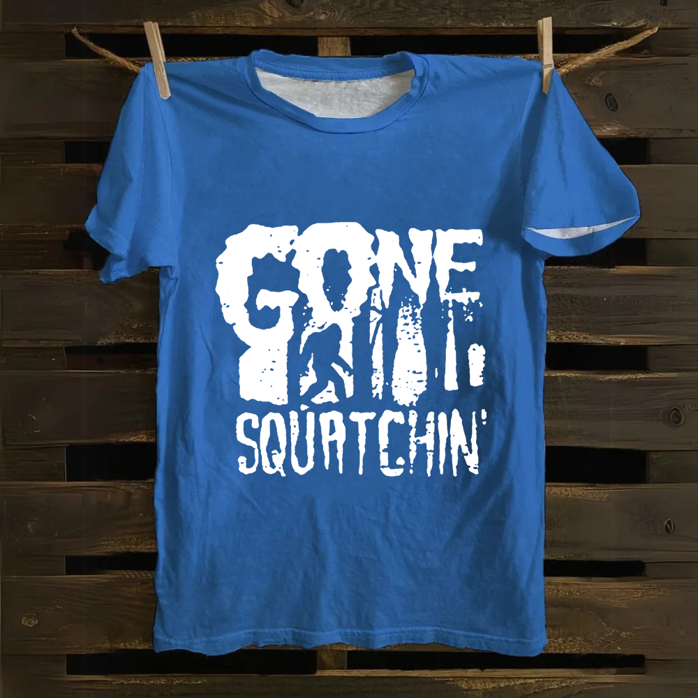 Unisex Vintage Gone Squatching Funny Big Foot Cotton T-Shirt