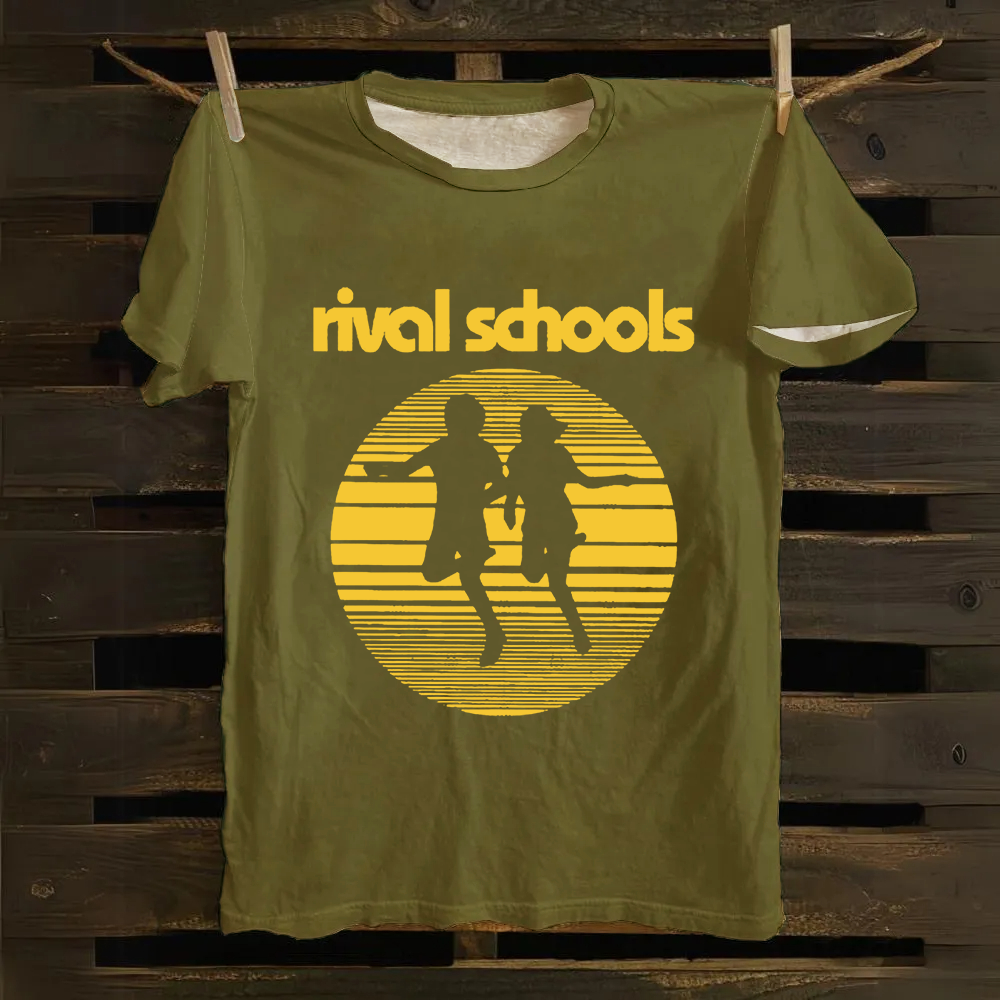 Unisex Vintage  Rival Schools Band Cotton T-Shirt