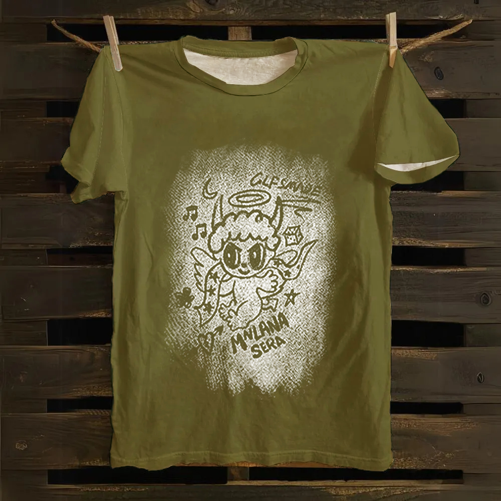 Unisex Vintage Angel Graphic Cotton T-Shirt