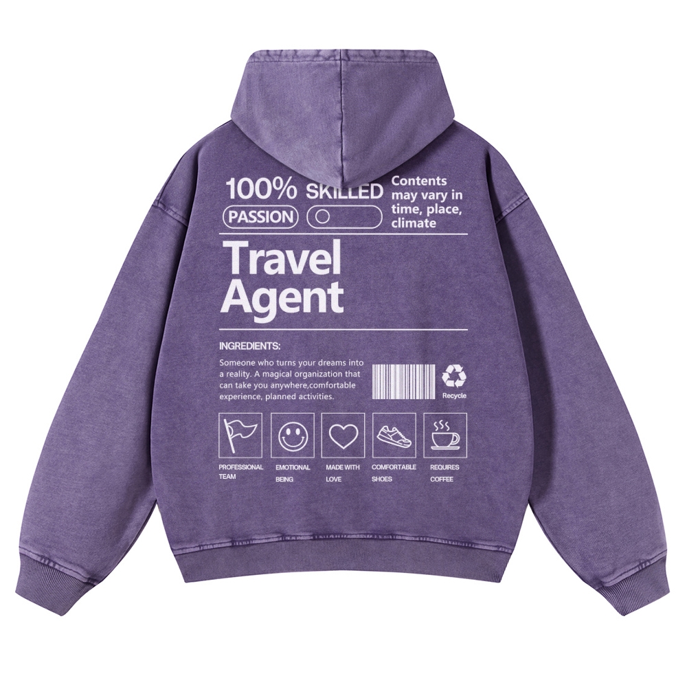 Travel Agent Casual Washed Hoodie