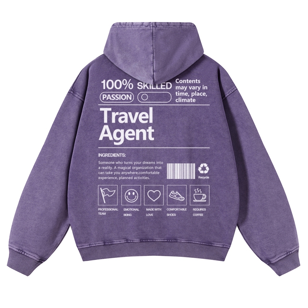 Travel Agent Casual Washed Hoodie