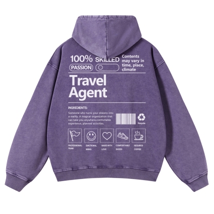 Travel Agent Casual Washed Hoodie