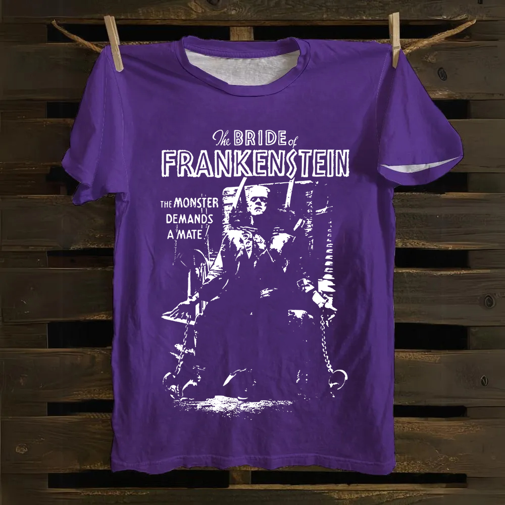 Unisex Vintage Bride of Frankenstein Horror Movie Cotton T-Shirt