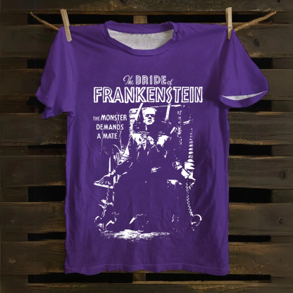 Unisex Vintage Bride of Frankenstein Horror Movie Cotton T-Shirt