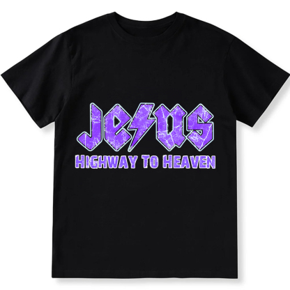 Jesus Highway To Heaven Unisex Fit Cotton T-Shirt wearishow