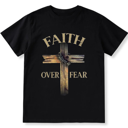 Faith Over Fear Cross Unisex Fit Cotton T-Shirt wearishow