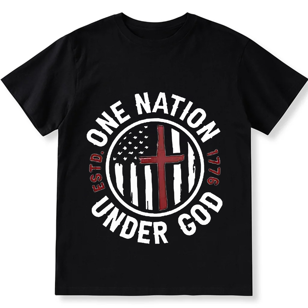 One Nation Under God ESTD 1776 Unisex Fit Cotton T-Shirt wearishow