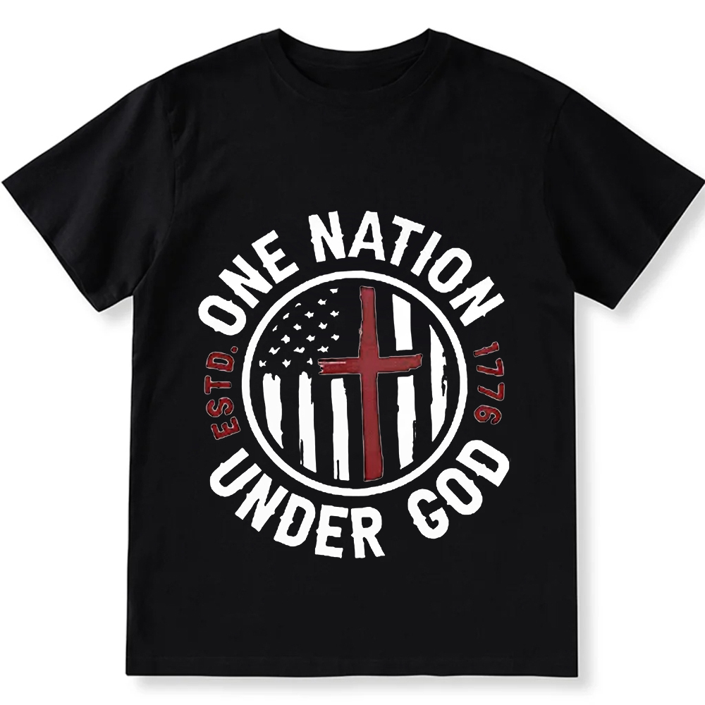 One Nation Under God ESTD 1776 Unisex Fit Cotton T-Shirt wearishow