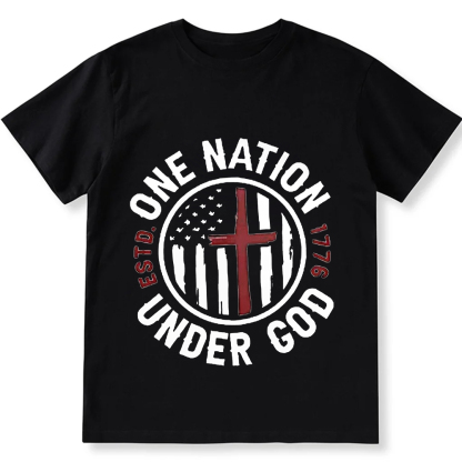 One Nation Under God ESTD 1776 Unisex Fit Cotton T-Shirt wearishow