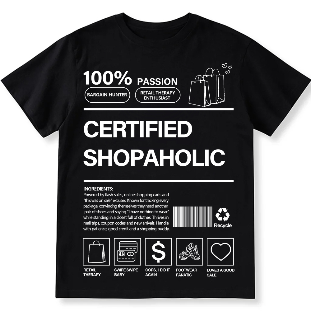 Certified Shopaholic Unisex Fit Cotton T-Shirt wearishow