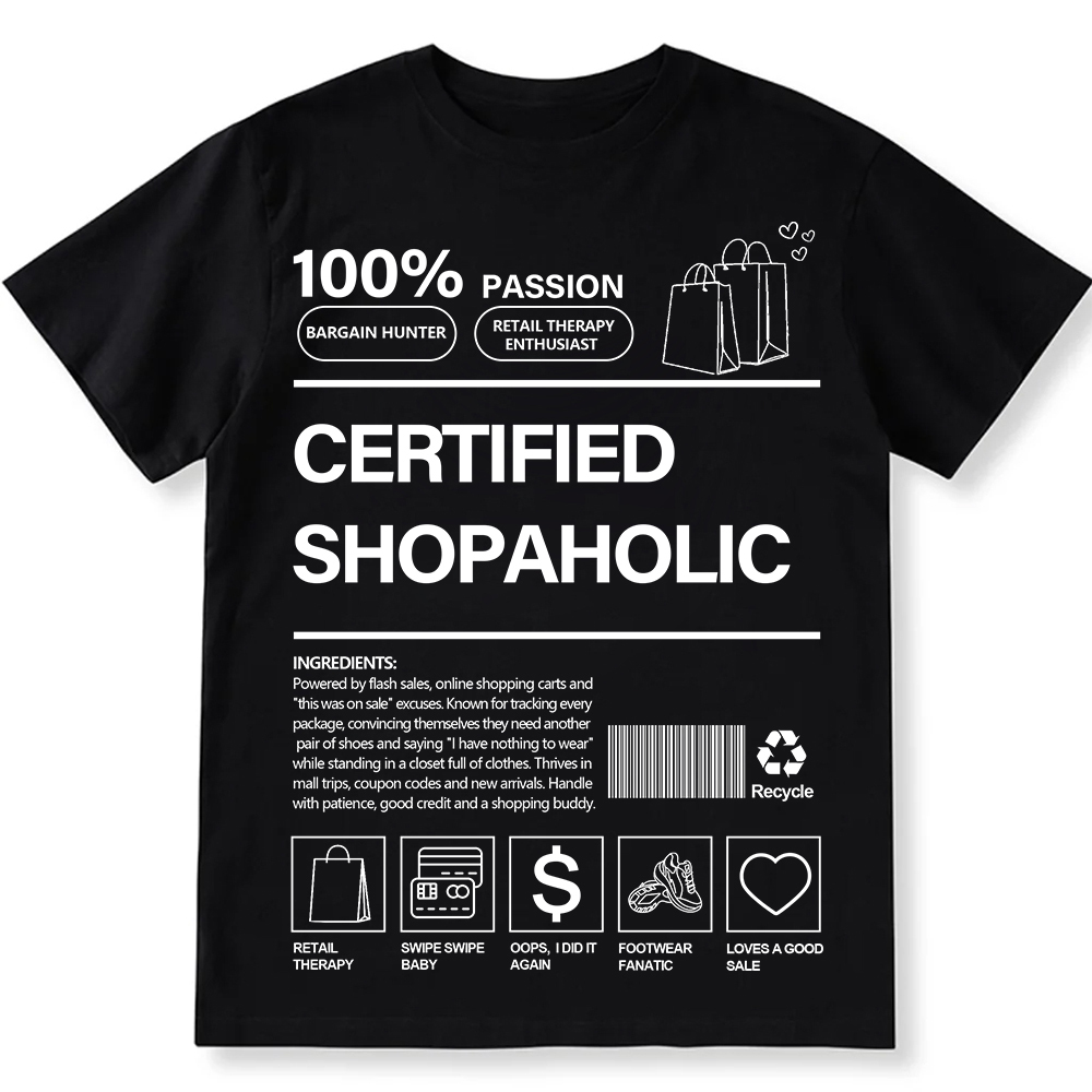 Certified Shopaholic Unisex Fit Cotton T-Shirt wearishow