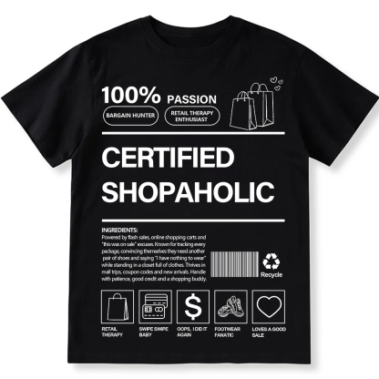 Certified Shopaholic Unisex Fit Cotton T-Shirt wearishow
