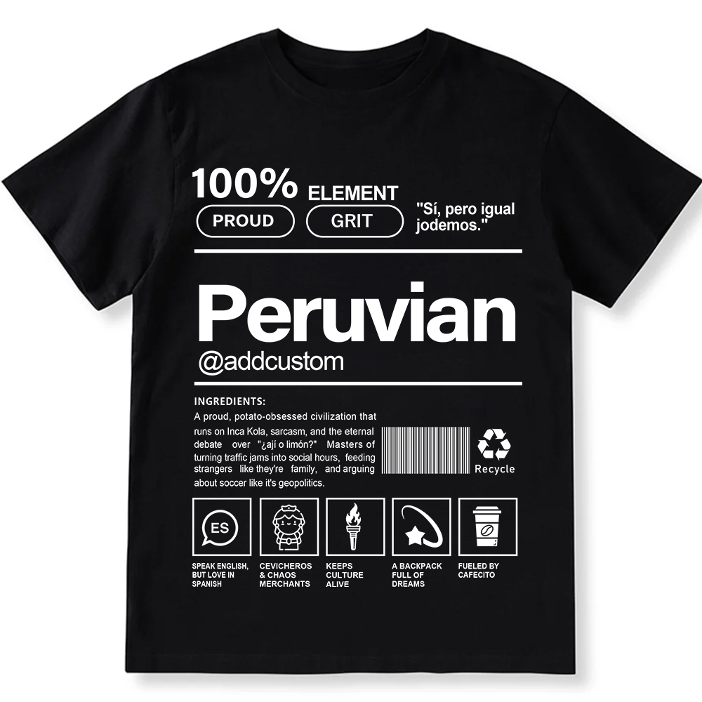 Peruvian Addcustom Unisex Fit  Cotton T-Shirt wearishow