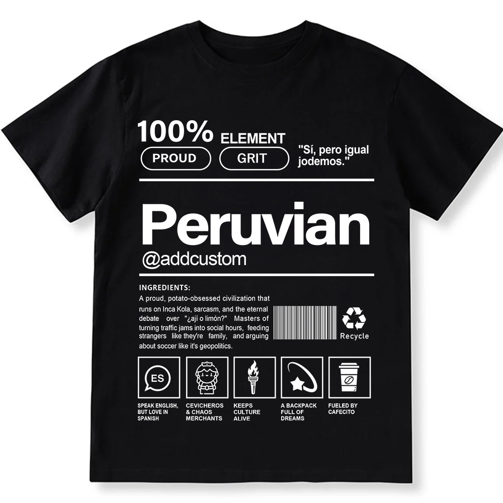 Peruvian Addcustom Unisex Fit  Cotton T-Shirt wearishow