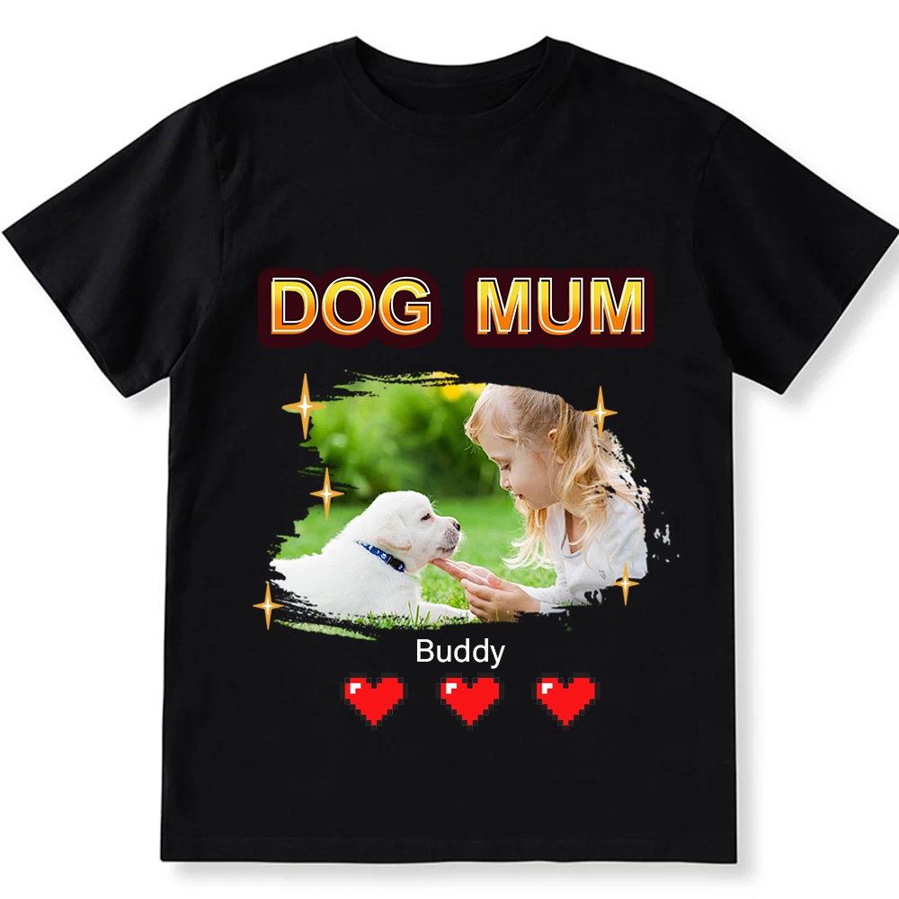 Dog Mom Pixel Photo - Personalized Custom Unisex Fit T-Shirt wearishow