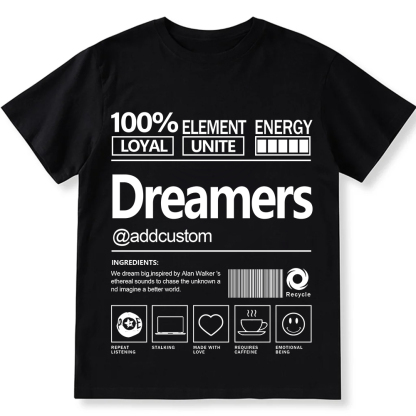Addcustom Dreamers Personalized Custom Unisex Fit Cotton T-Shirt wearishow