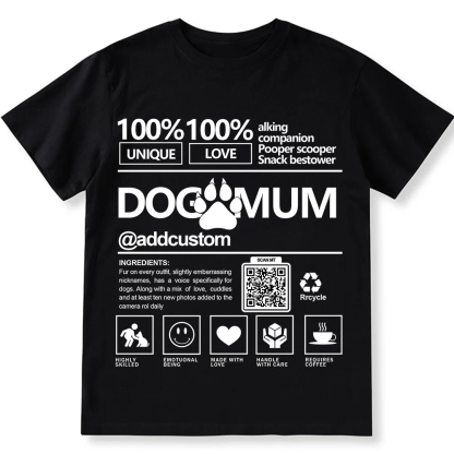 Dog Mum  Addcustom QR Code Name Unisex Fit Cotton T-Shirt wearishow