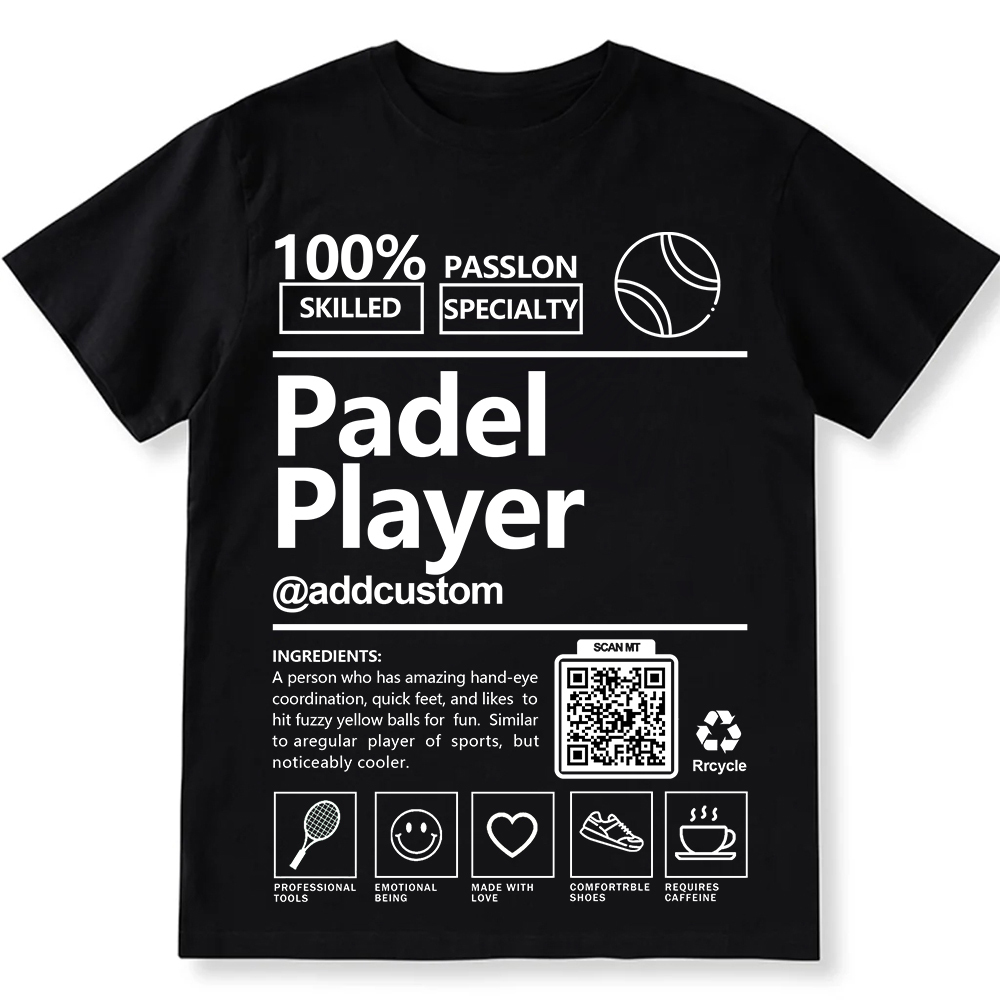 Padel Player Addcustom QR Code Unisex Fit Cotton T-Shirt wearishow