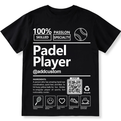 Padel Player Addcustom QR Code Unisex Fit Cotton T-Shirt wearishow