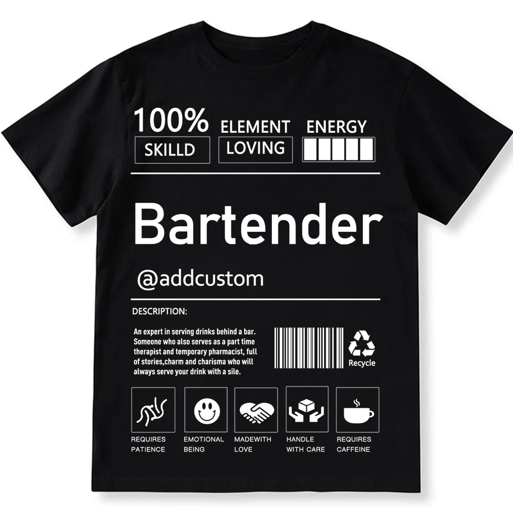 Bartender Custom Unisex Fit Cotton T-Shirt wearishow