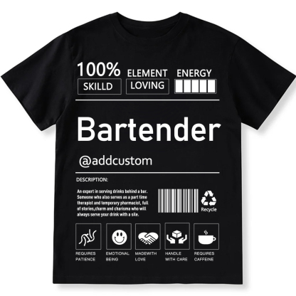 Bartender  Custom Unisex Fit Cotton T-Shirt wearishow