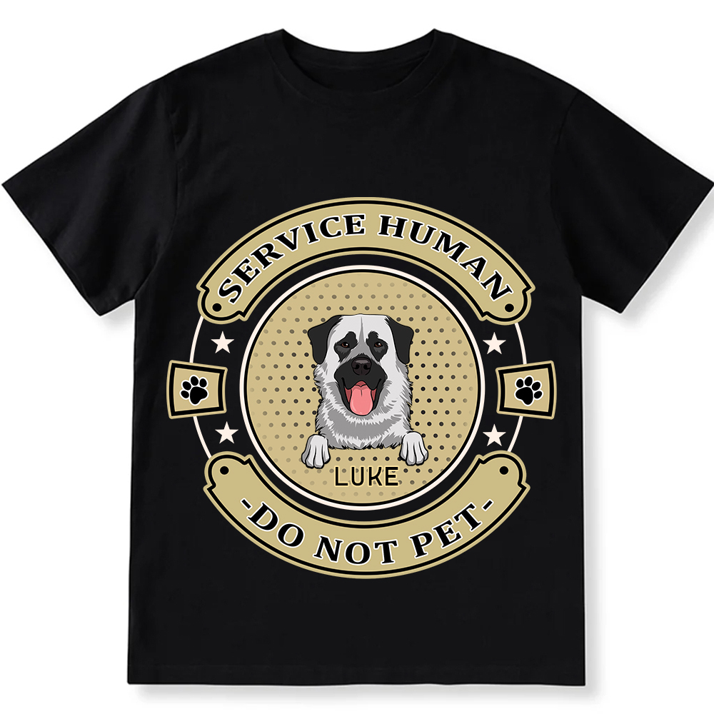 Service Human, Do Not Pet 14 - Personalized Custom Unisex Fit Cotton T-Shirt weari