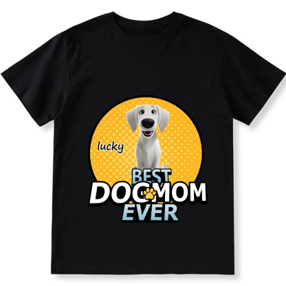 Best Dog Mom For Furry Kid- Personalized Custom Unisex Fit Cotton T-Shirt wearishow