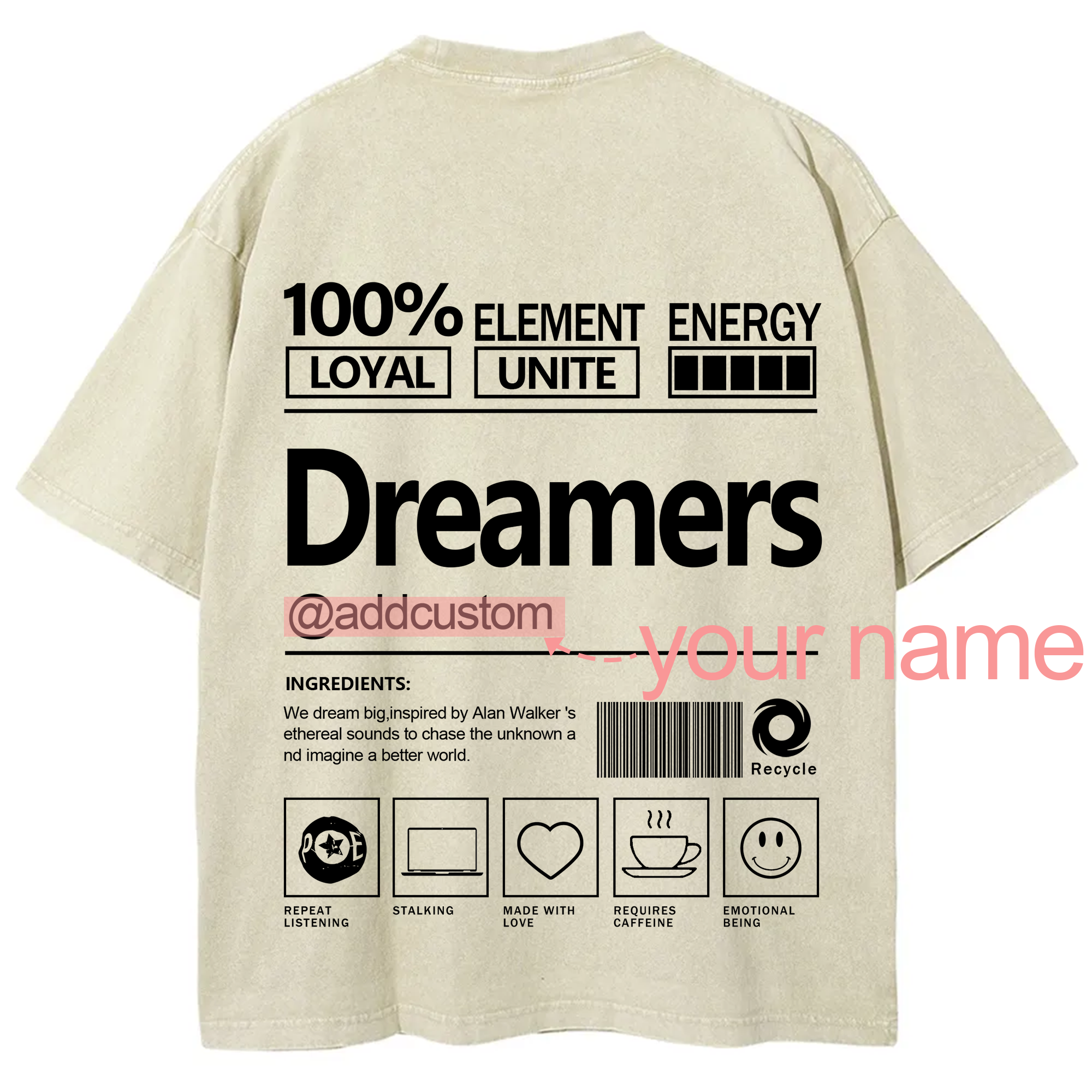 Dreamers Addcustom Unisex Fit Washed T-Shirt