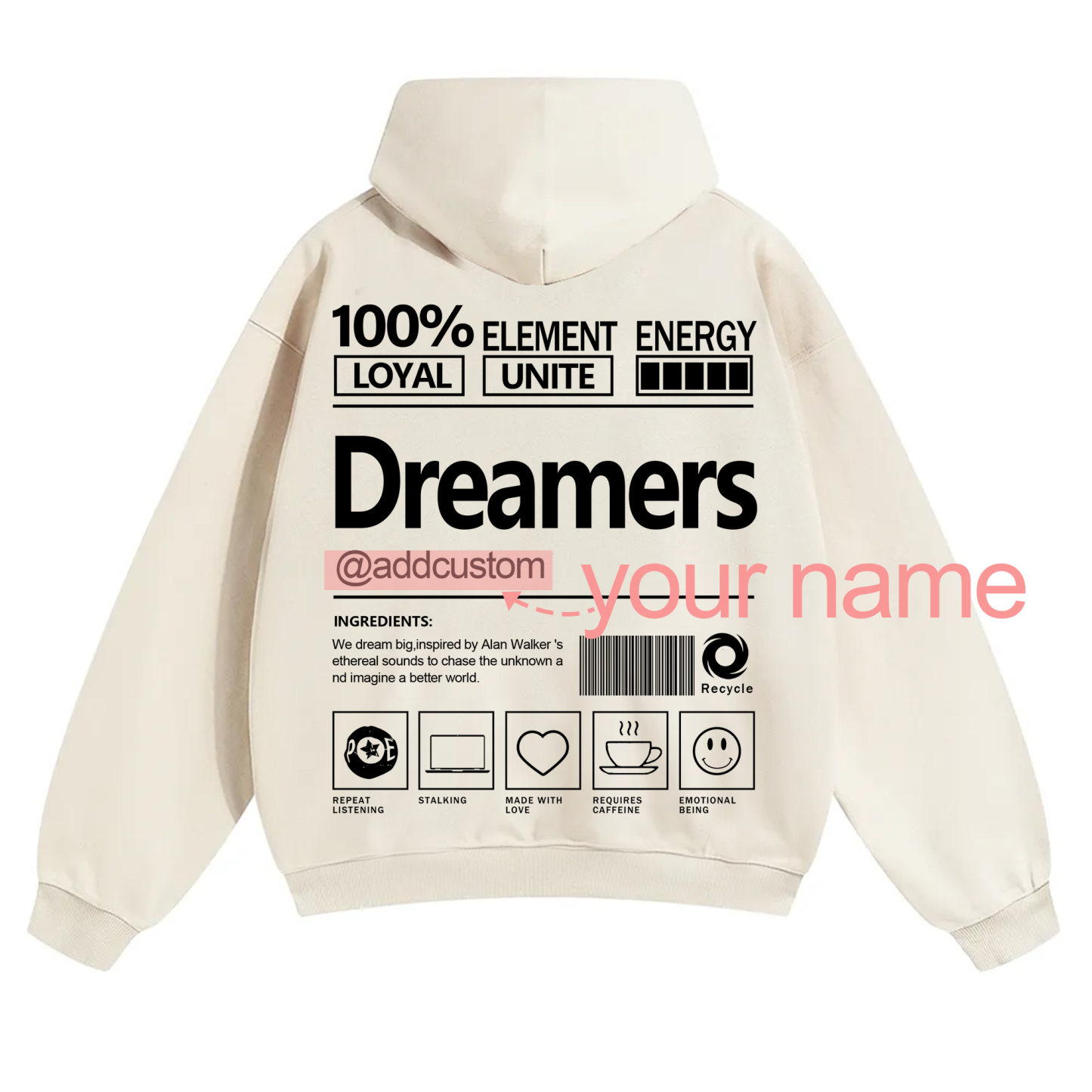 Dreamers Addcustom Unisex Fit Solid Color Hoodie