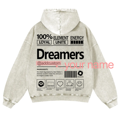 Dreamers Addcustom Unisex Fit Vintage Washed Hoodie