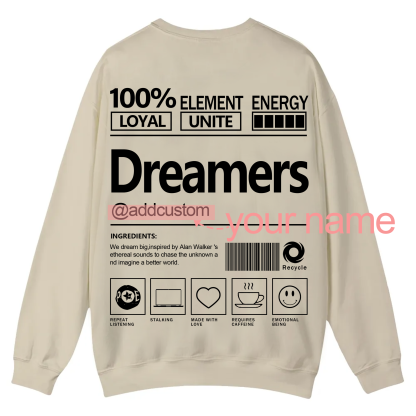 Dreamers Addcustom Unisex Fit Casual Crewneck Sweatshirt