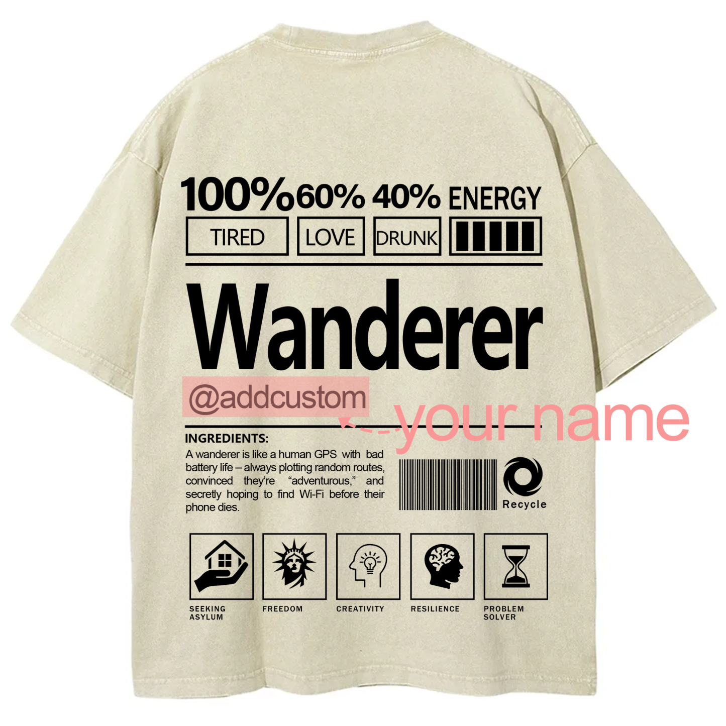 Wanderer Addcustom Unisex Fit Washed T-Shirt