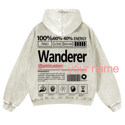 Wanderer Addcustom Unisex Fit Vintage Washed Hoodie