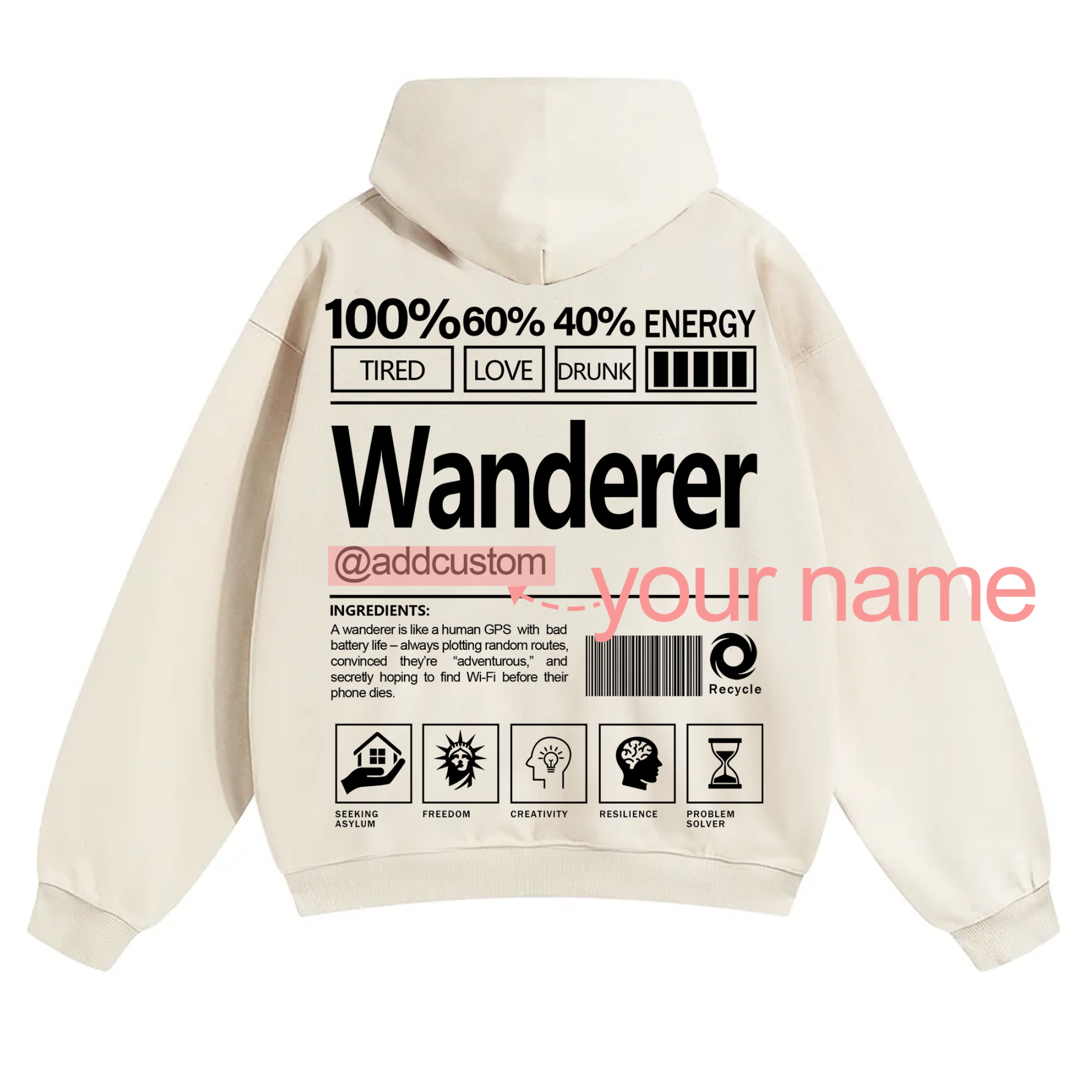 Wanderer Addcustom Unisex Fit Solid Color Hoodie