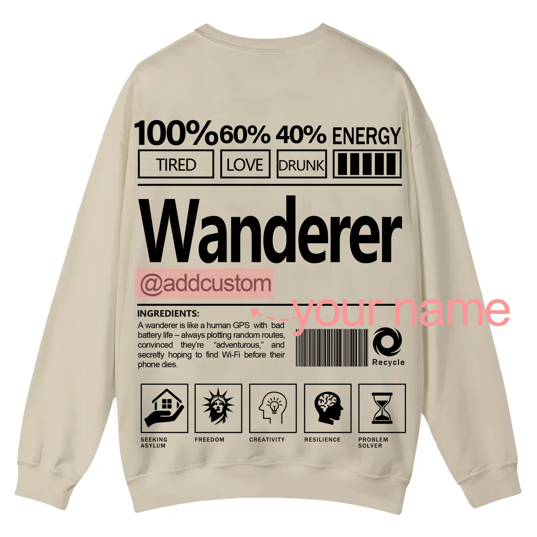 Wanderer Addcustom Unisex Fit Casual Crewneck Sweatshirt