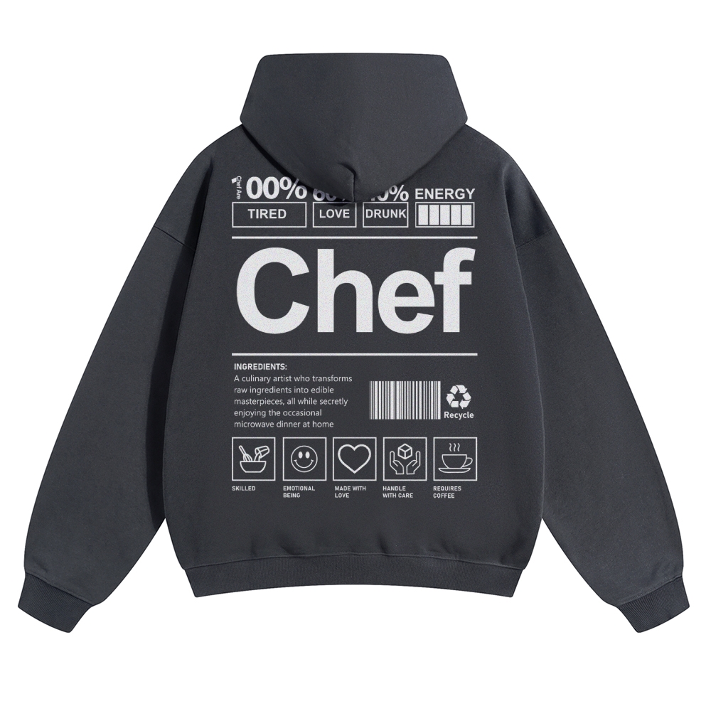 Chef Are 100%Tired 60%Love 40%Drunk Solid Color Hoodie