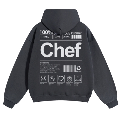 Chef Are 100%Tired 60%Love 40%Drunk Solid Color Hoodie