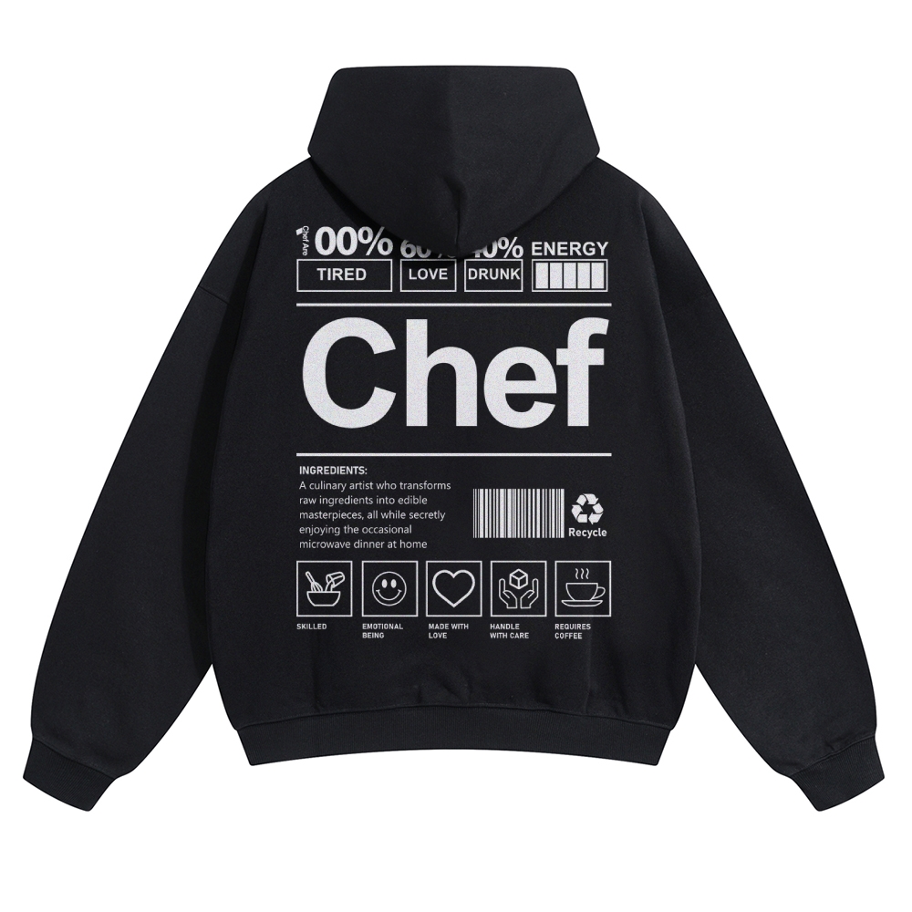 Chef Are 100%Tired 60%Love 40%Drunk Solid Color Hoodie