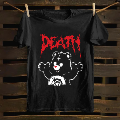 Unisex Vintage  Death Bear Care Bear TV Series  Cotton T-Shirt