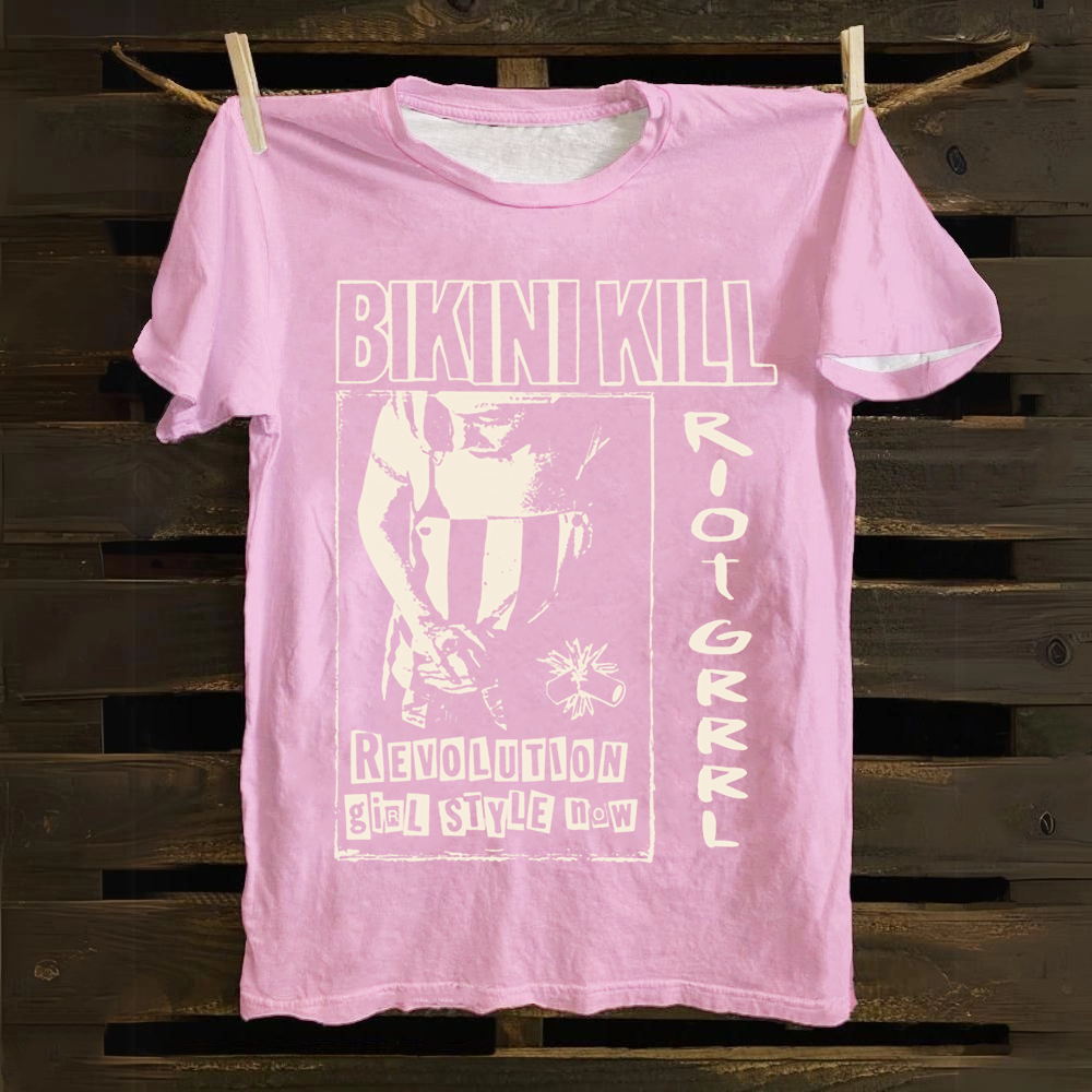 Unisex Vintage Bikini Kill Rock Band  Cotton T-Shirt