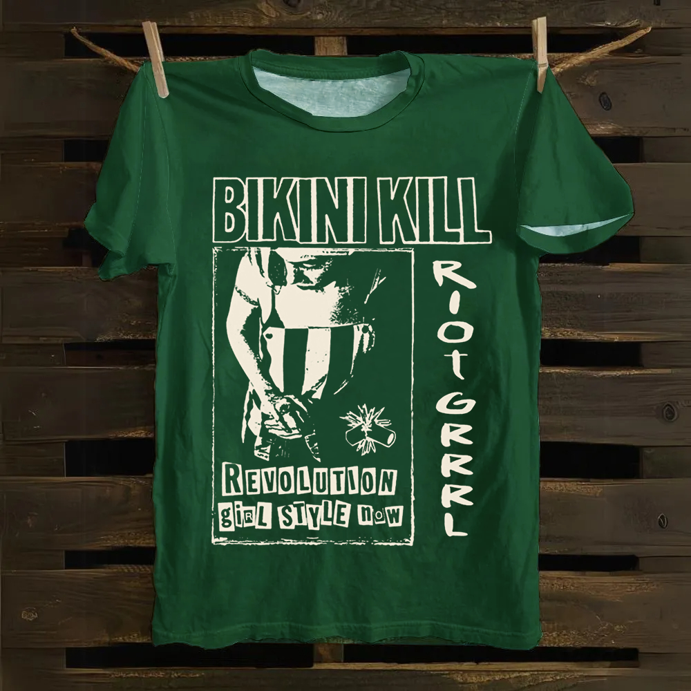 Unisex Vintage Bikini Kill Rock Band  Cotton T-Shirt