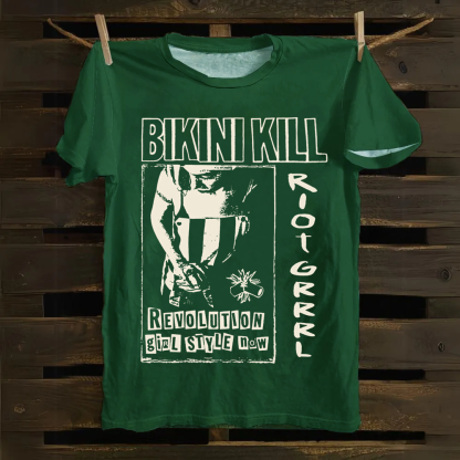Unisex Vintage Bikini Kill Rock Band  Cotton T-Shirt