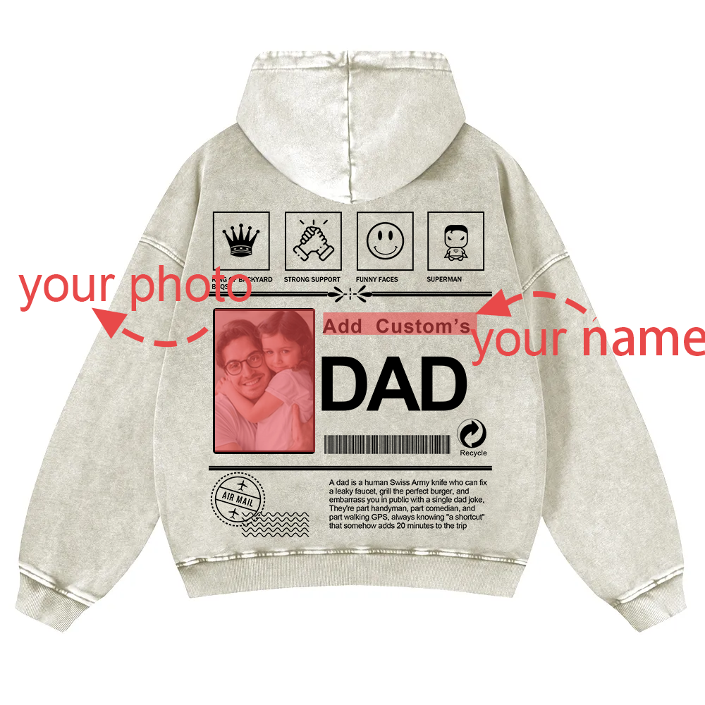 DAD Custom Casual Washed Hoodie wearishow